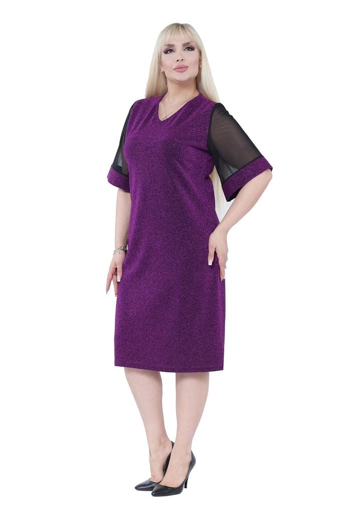 Женское платье большого размера. Блестящее стильное платье больших размеров 21B-2305.