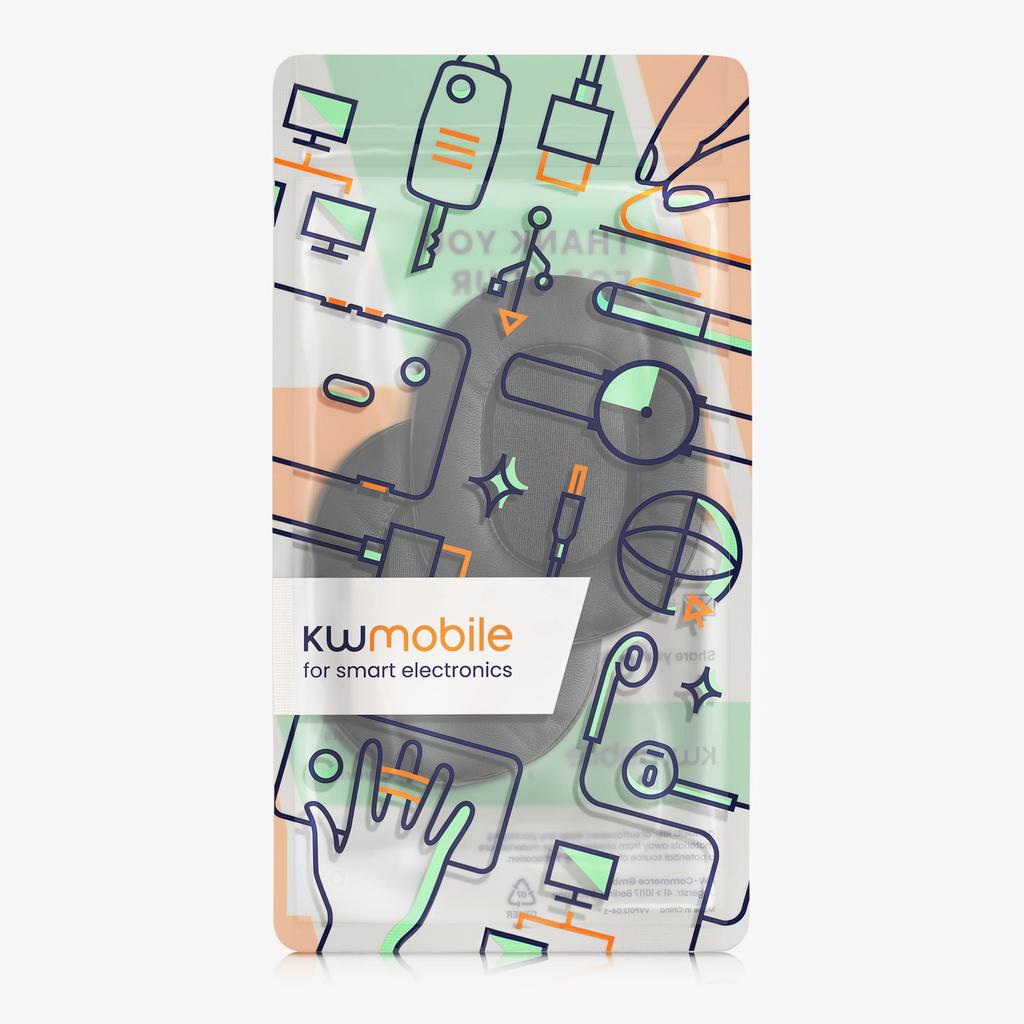 Чехол для наушников kwmobile 2x, совместимый со сменными амбушюрами Sony, искусственная кожа, черный WH-L600 -