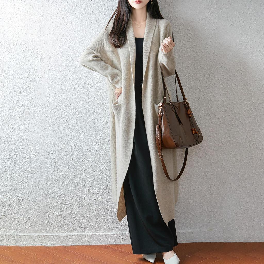 Women's Long Wool Cardigan: Over-the-Knee, Slimming, Cozy Knitwear for Autumn & Winter