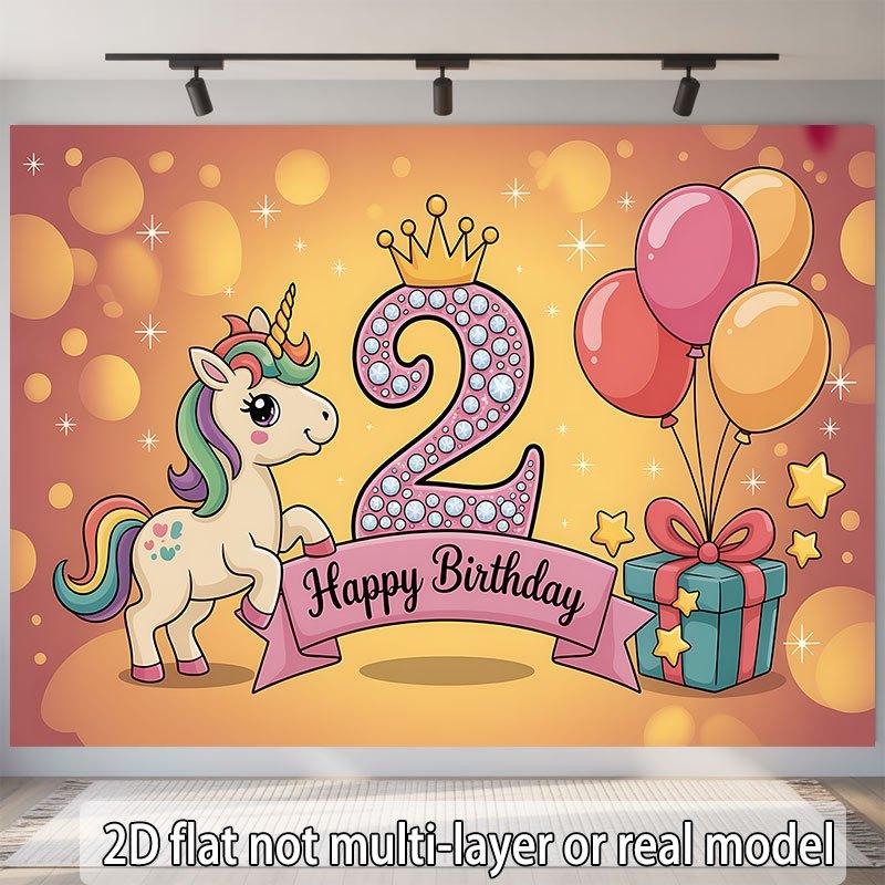 Party Backdrop Unicorn Flat Second Events Wedding Coming Ceremony Four Season Photo Background Decor Front Door Decor