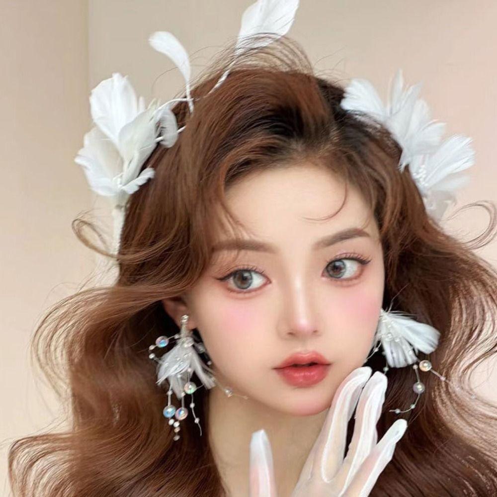 Elegant Bride Headdress Veil Wedding Hair Accessories Vintage Photography Headband Women