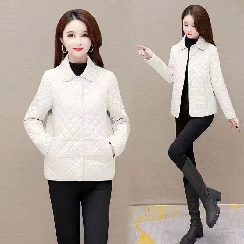 Autumn and Winter New Fake Two-piece Plaid Light Down Cotton-padded Jacket Fashion Short Medium Mother Splicing Cotton-padded Jacket