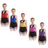 Kids Girls Sparkly Sequins Tassel One-Piece Dress Tutu Skirt Leotard Modern Jazz Ballroom Costume