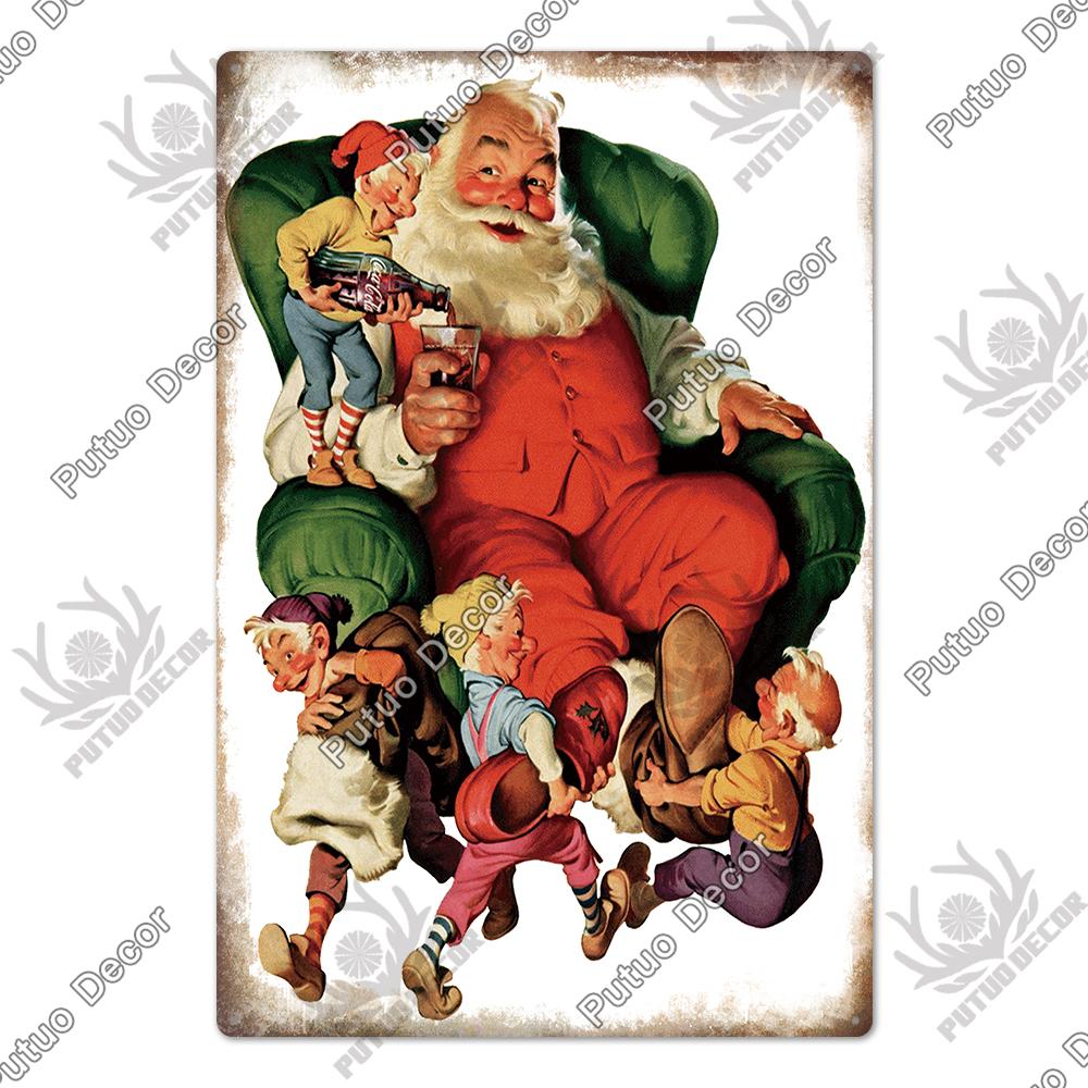 Decor Christmas Vintage Tin Sign Plaque Metal Retro Plate Poster for Club Living Room Kitchen Home Wall Art Decoration