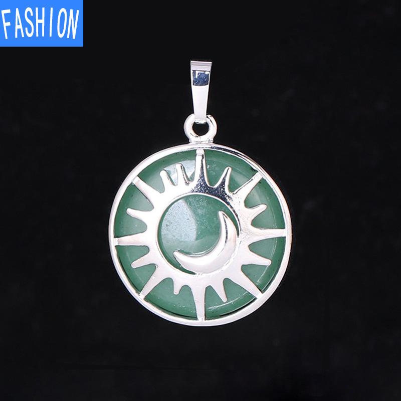 Кулон из натурального кристалла в национальном стиле с выдолбленной луной и солнцем, ожерелье, кулон, аура энергии, полудрагоценный камень