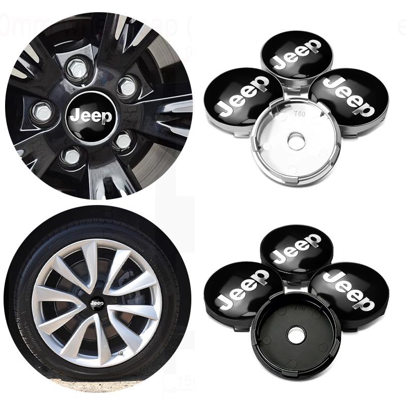 For Jeep 4PCS 56mm Car Wheel Center Hub Cap Sticker Accessories Grand Cherokee Patriot Renegade Compass Wrangler OQDRU1