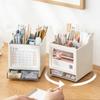 Creative 360 ° Rotary Pen Holder With Desk Calendar Desktop Stationery Organizer Large Capacity Pencil Storage Box School Office