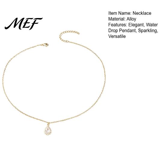 Sparkling Teardrop Necklace Water Drop for Women, Cubic Zirconia Rhinestone Daily Wear Fashion Accessories Pendant, Statement Jewelry Cocktail