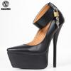 7 Inch Super High Heels Lockable Ankle Strap Platform Sexy Pointed Toe Pump Shoes Size 36-46