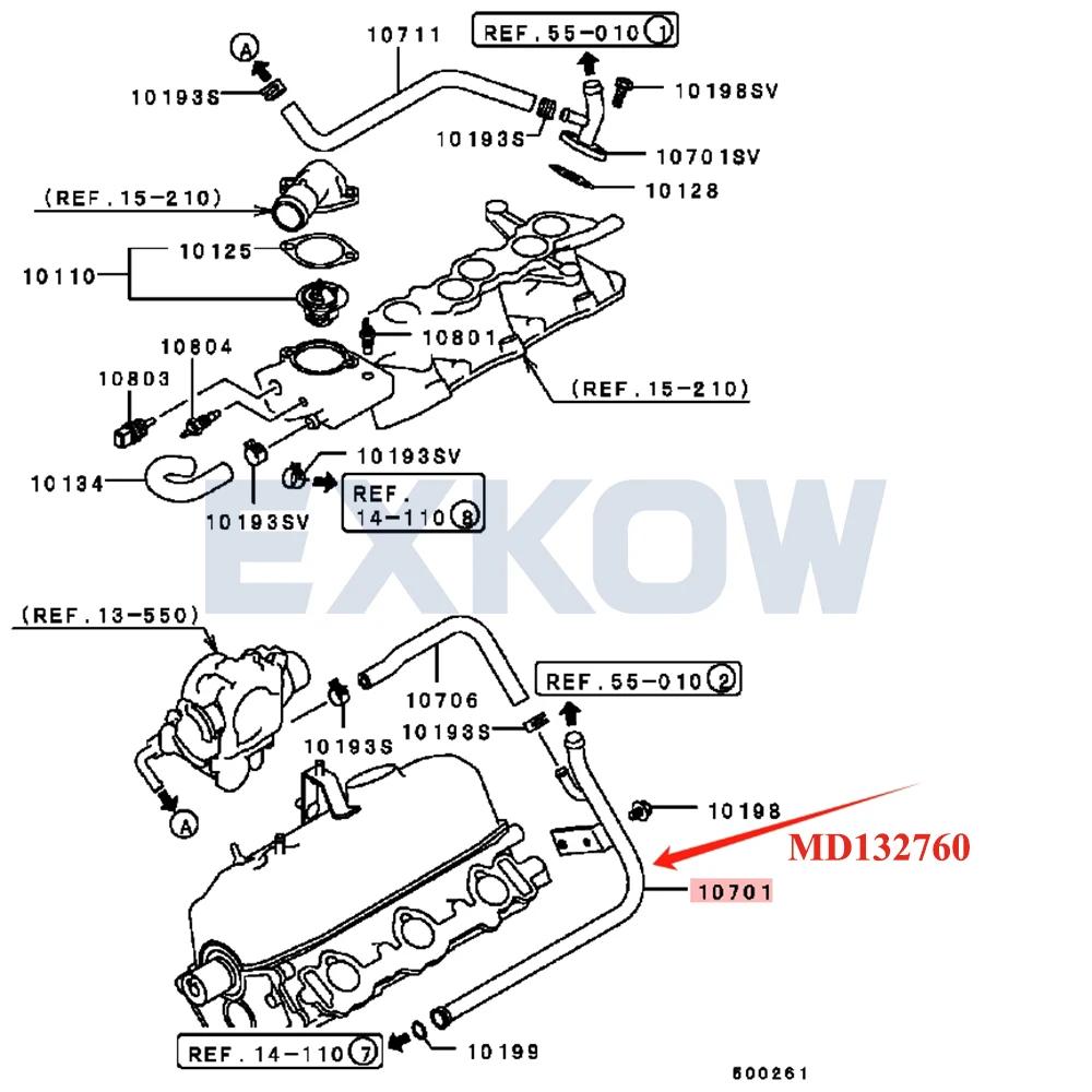 Water Pump Water By-Pass Pipe for Pajero Montero Shogun L146G V13 V23 V33 V43 6G72 3.0L 1982-2004 MD132760