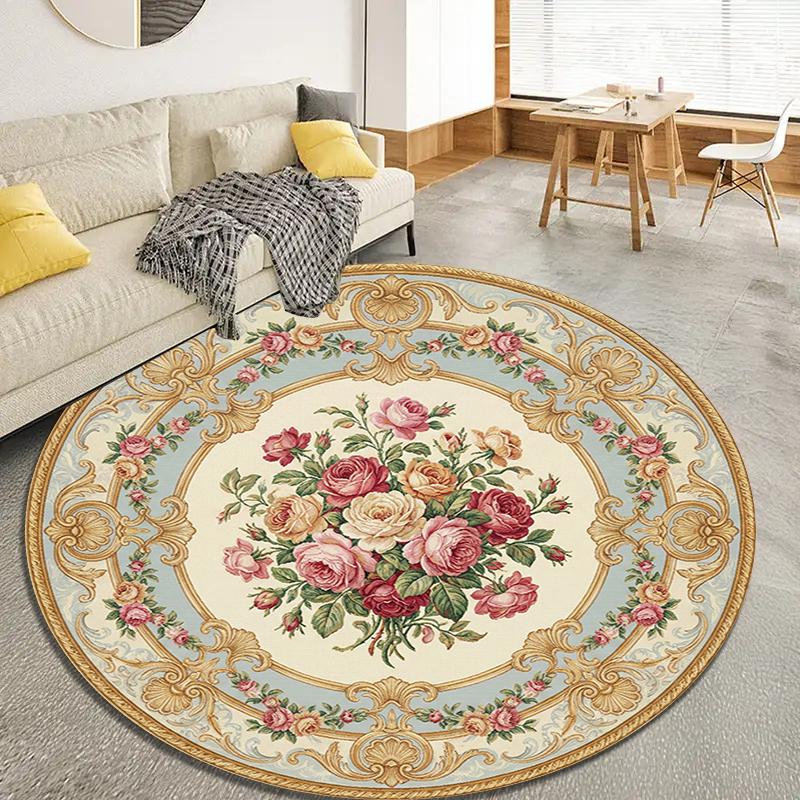 Rose Gorgeous Round Area Rug,Carpet Rug for Living Room Bedroom Sofa Playroom Decor,Non-slip Floor Mat62