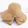 Women's Large Brimmed Summer Foldable Bow Woven Hat for Sun Protection and UV Protection, Fashionable and Versatile Sun Hat
