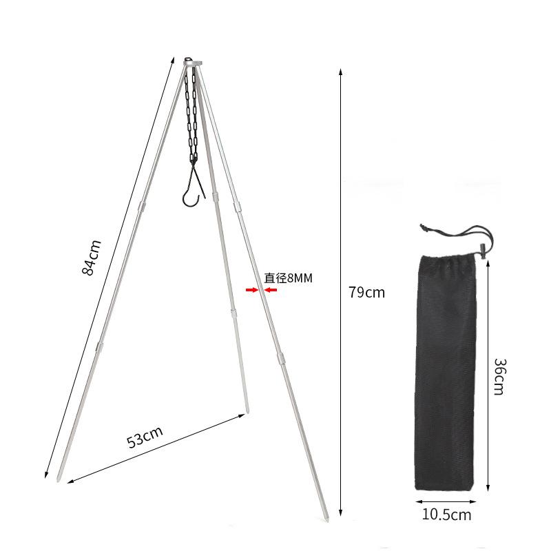 Aluminum Alloy Outdoor Bonfire Stand Tripod 3 Sections Camping Supplies Portable Hanging Pot Picnic Barbecue Bracket