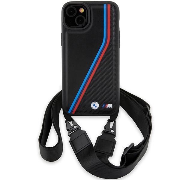 Bmw Bmhcp15M23Psvtk Iphone 15 Plus / 14 Plus 6.7 Czarny/Black Hardcase M Edition Carbon Tricolor Lines & Strap