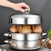 Multipurpose 2 Layers Hot Pot Steamer with Lid Steamed Fish Bun Pot Induction Cooker Gas