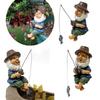 Fishing Gnome Statue Figurine Resin Dwarf Sculpture Home Garden Decor Ornament