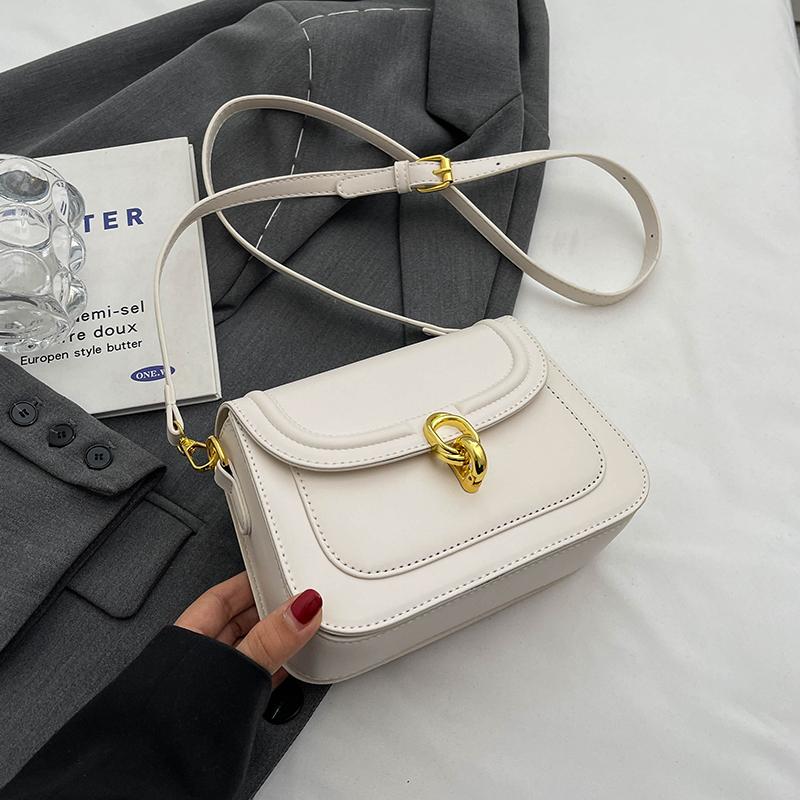 High Quality Ladies Crossbody Bag New Retro Unique Lock Design Compartment PU Underarm Bag Fashion Elegant Shoulder Bags