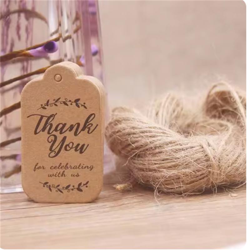 100 шт. 20-метровая веревка из коровьей кожи, подарочная этикетка с благодарностью, новогодняя этикетка на Хэллоуин, украшение для вечеринки