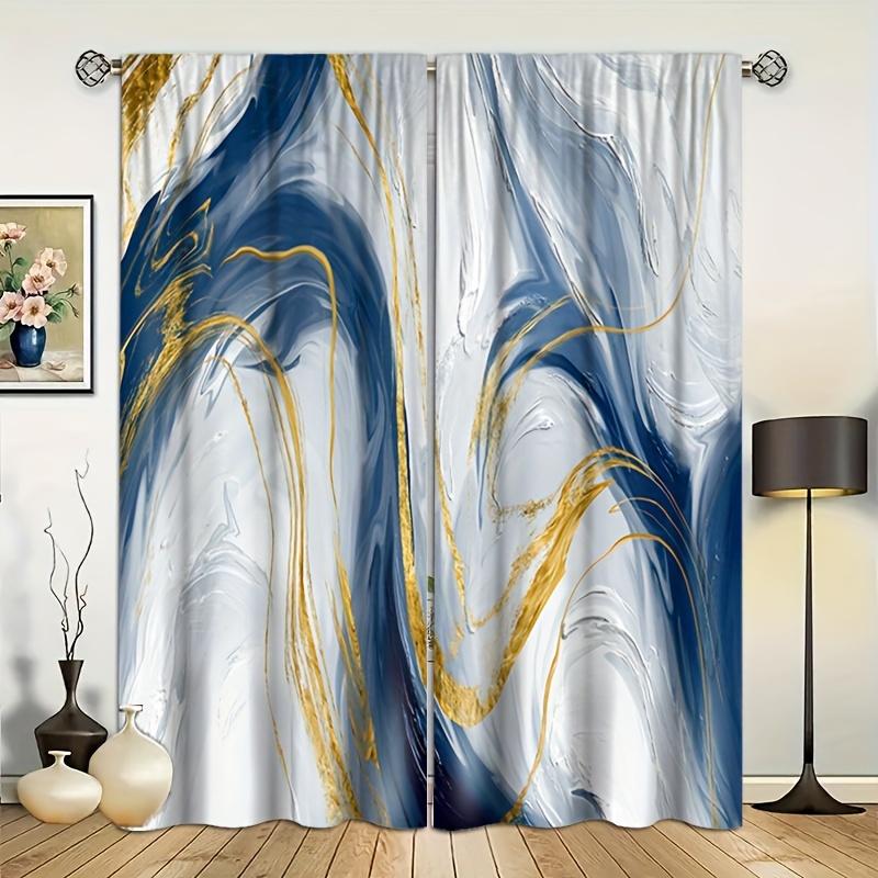 2pcs Marble Pattern Curtains Decorative Window Drape Window Treatments For Bedroom Living Room Home Decoration Room Decoration