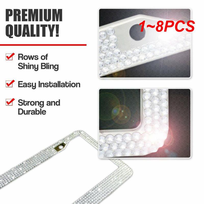 1~8 шт. блестящая хрустальная рамка номерного знака для женщин, держатель крышки номерного знака, рамка номерного знака автомобиля со стразами для США