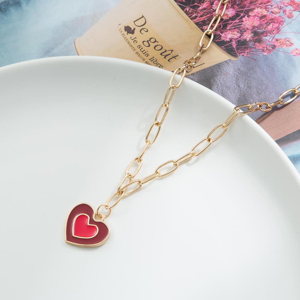 Модное красочное ожерелье с подвеской в ​​форме сердца для женщин, толстая цепочка-колье, ожерелья, модные ювелирные изделия