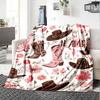 Western Cowboy Hats Boots Floral Home Customize Your Name Blankets Soft Comfortable Lightweight Quilted Blanket For Picnics Sofa Office Bed Living
