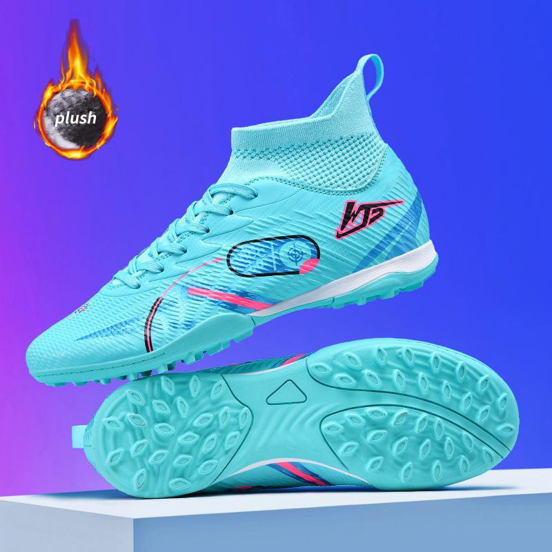 cotton new high-top velvet football shoes broken nails lawn nails leather feet men's and women's training shoes