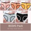 5 PCS Women Underpants Trendy Close Fit Simple Underpants Stretchy Moisture-wicking Briefs Panties for Sleeping