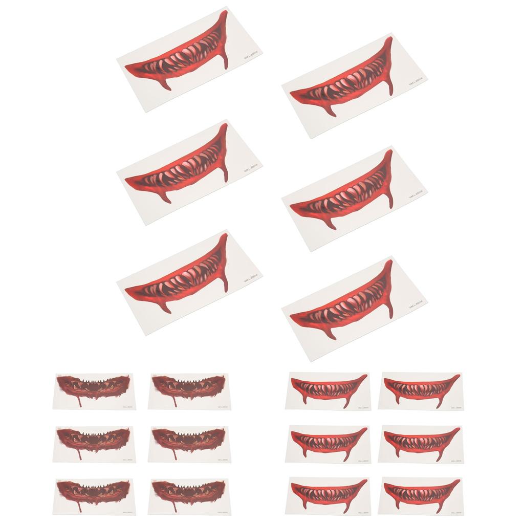 Ужасная татуировка на ртом, сделай сам, большой рот, розыгрыш на Хэллоуин, макияж, временная татуировка для косплей-вечеринки 