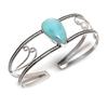 Natural Amazonite Gemstone 925 Sterling Silver Cuff Bangle Adjustable C8q45