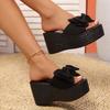 2025 Summer New Large Size Bow Muffin Slippers Women Wear Casual Thick Bottom Cool Slippers Women