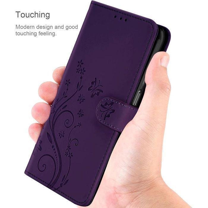 Coque de Protection - BOOLING - pour Samsung Galaxy S25 FE - Violet Motif Plante - 2 Verre Trempés