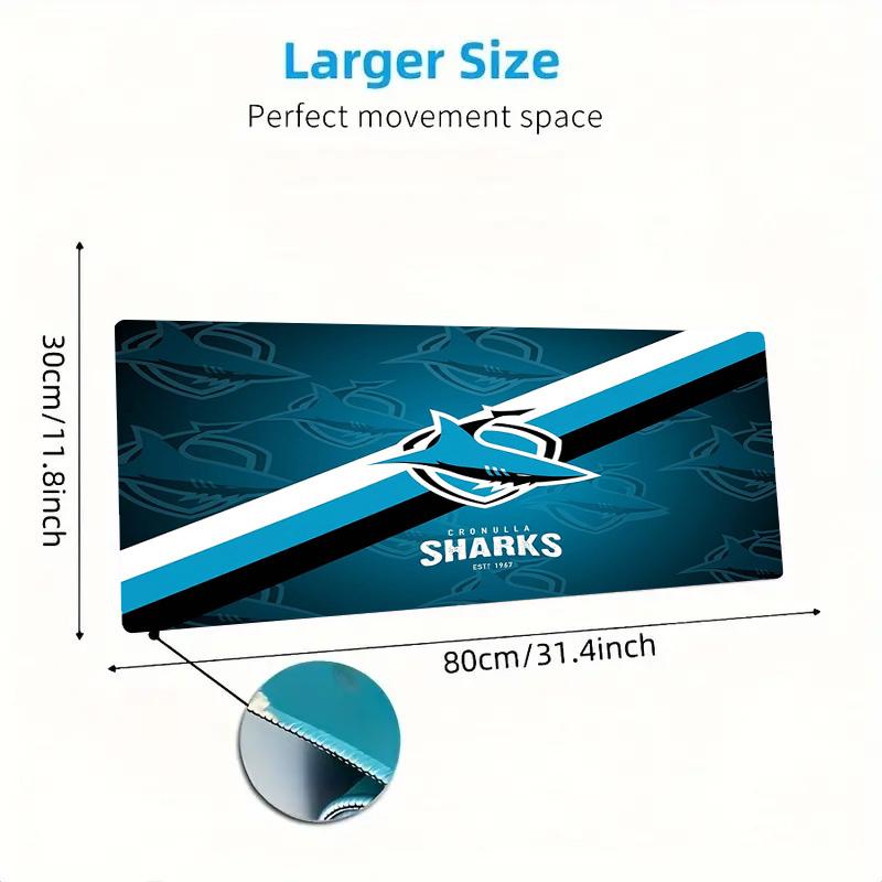 Коврик для мыши Cronulla Sharks Цветной Большой Игровой Коврик для стола Нескользящий для Ноутбука Планшета Большой Коврик для мыши XXL Коврик Мини-ПК Игровой коврик С заблокированным краем