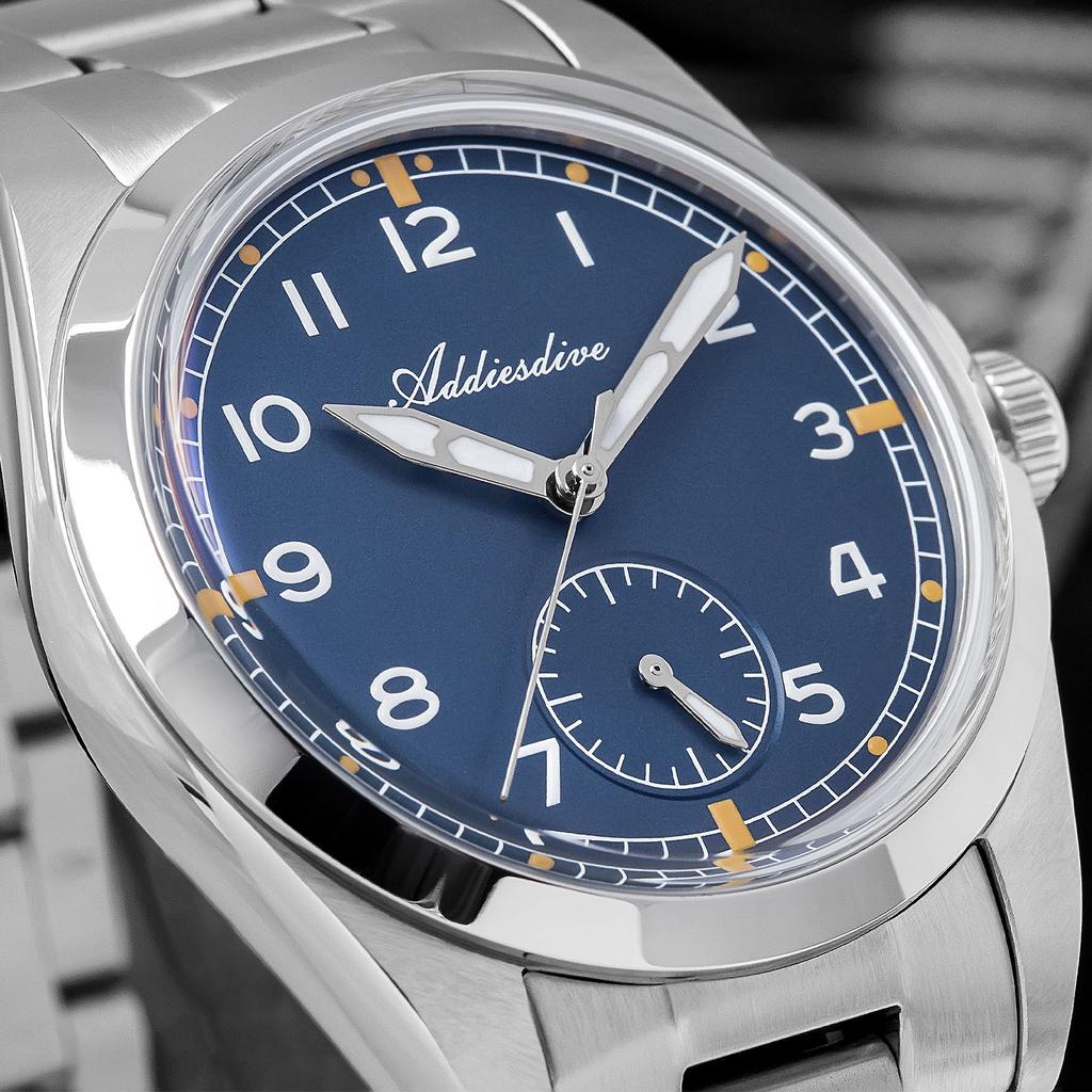 ADDIESDIVE AD2099 Watch For Men VH60 Movement Black/Blue Watches Waterproof Male Clock Bubble Mirror Glass Stainless Steel Watch