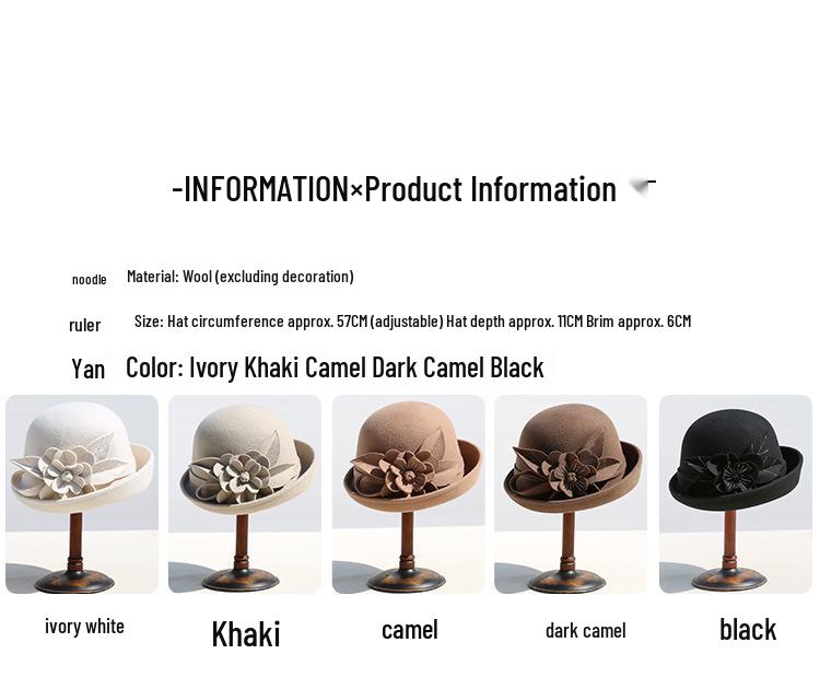 Женская ретро-шляпа-ведро из шерстяного фетра - Элегантные складки по краю для осени/зимы