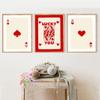 Забавный постер на холсте Lucky You, модный ретро-плакат с изображением карты красного туза, настенное искусство, скандинавская покерная живопись для гостиной, спальни, домашний декор