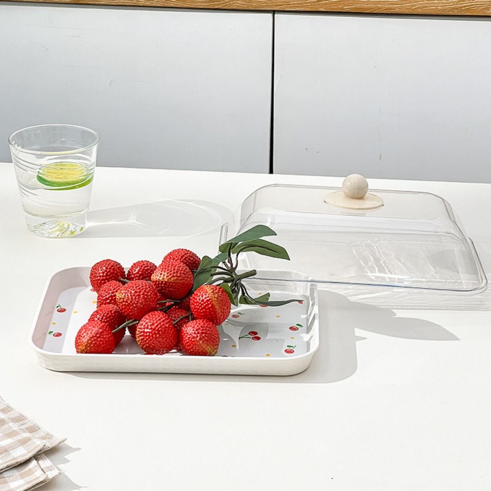 Lightweight Rectangular Storage Tray Cherry Pattern Fruit Tray Serving Tray Living Room