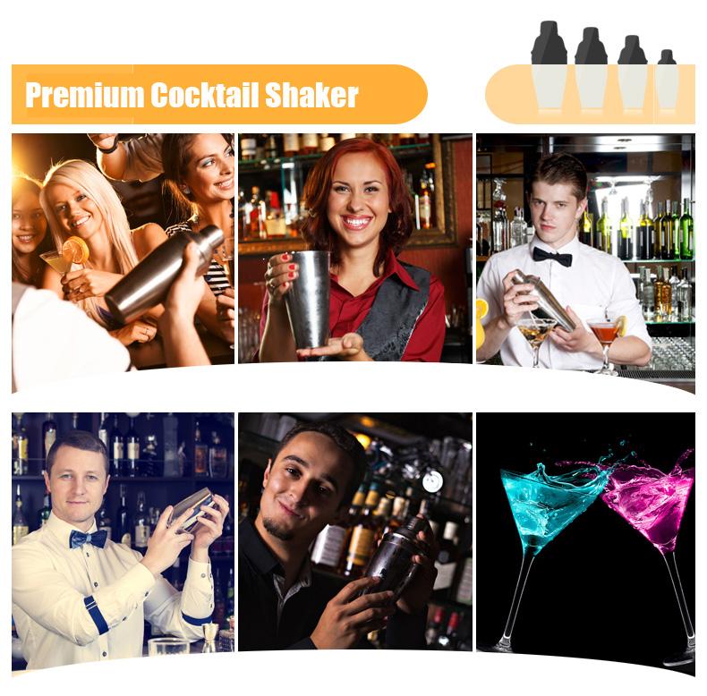UPORS Stainless Steel Cocktail Shaker Mixer Wine Martini Boston Shaker For Bartender Drink Party Bar Tools 550ML/750ML