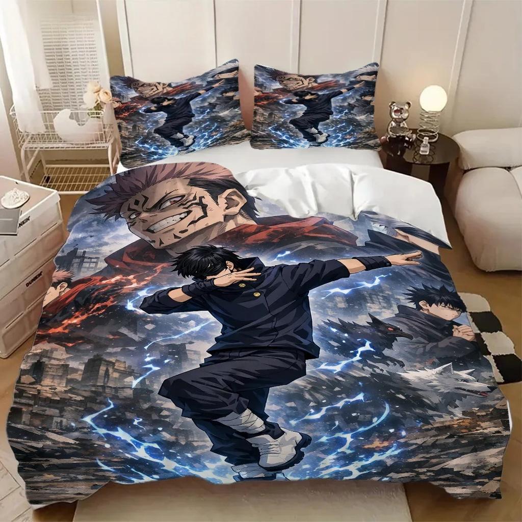Duvet Cover Pillowcase Jujutsu Kaisen Satoru Gojo Bedding Set 2/3piece set Adult Kid Bedroom Single Large Size Home Textiles