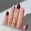 Fake Nails Wear Nail Pieces Chocolate Brown French Fake Nails Flower Simple Removable Nail Pieces 24 Pieces