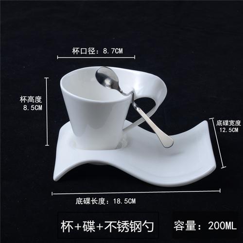 Creative Wavy Espresso Cup Saucer Set Porcelain Milk Breakfast Mug Ceramic White Couple Mug 90ml/130ml/200ml300ml Tea Coffee Cup
