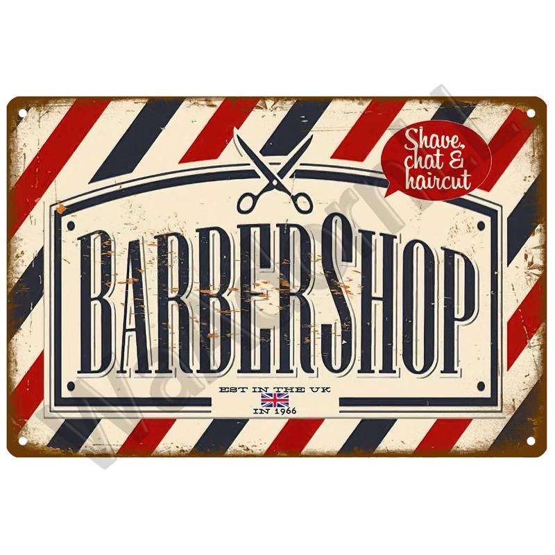 Barber Shop Tin Sign Poster Vintage Wall Posters Metal Sign Decorative Wall Plate Kitchen Plaque Metal Vintage Decor Accessories