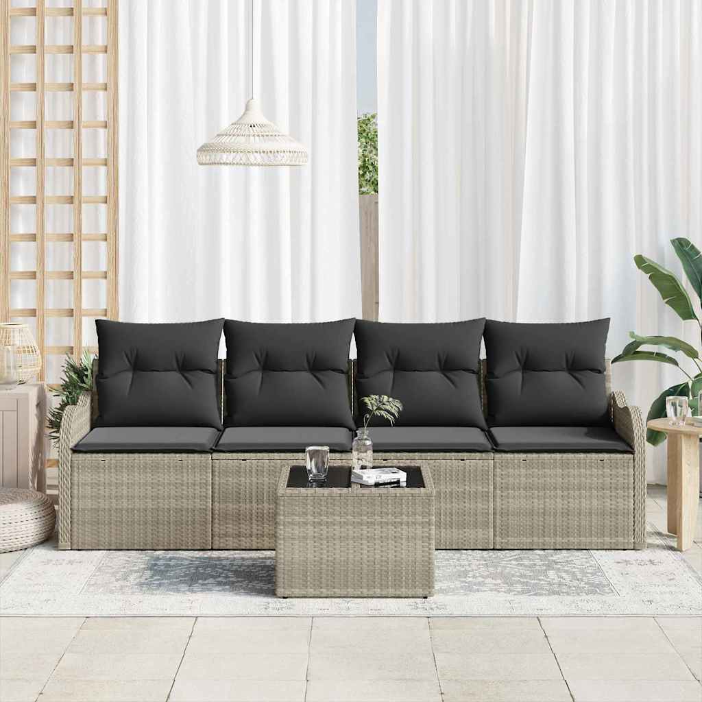 Garden Sofa Set Light Grey Poly Rattan