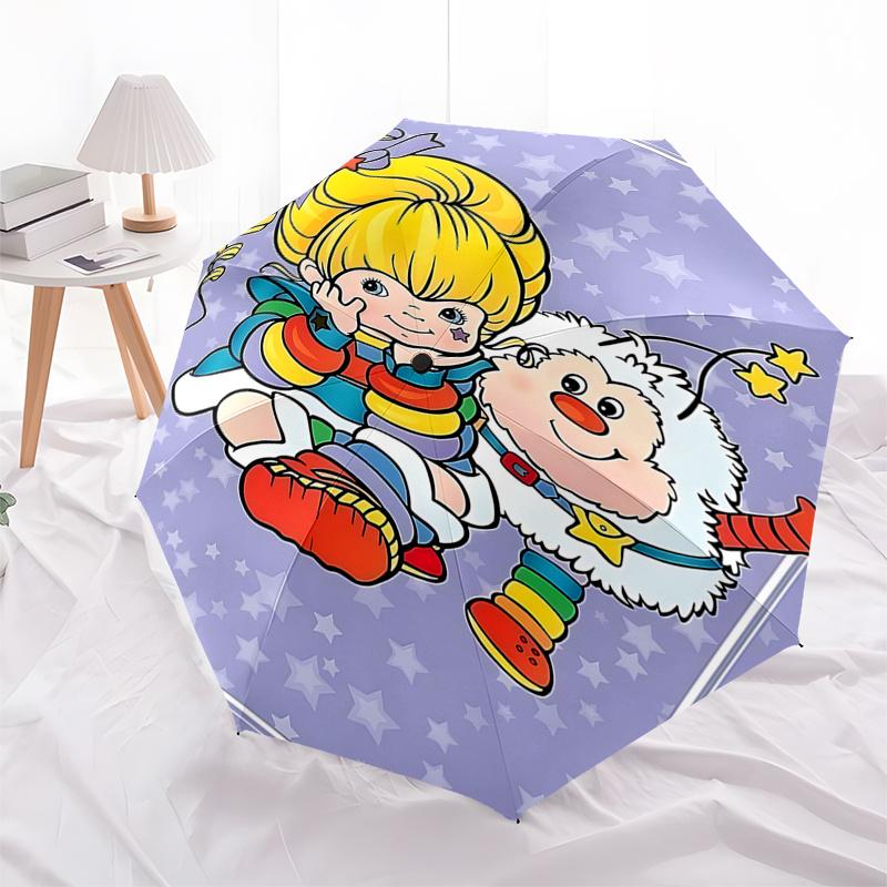 Rainbow Friends Automatic Opening/Closing Umbrella - Portable 3-Fold Design with 8-Bone Iron Frame, Perfect for Outdoor Use, Festive Gifts,