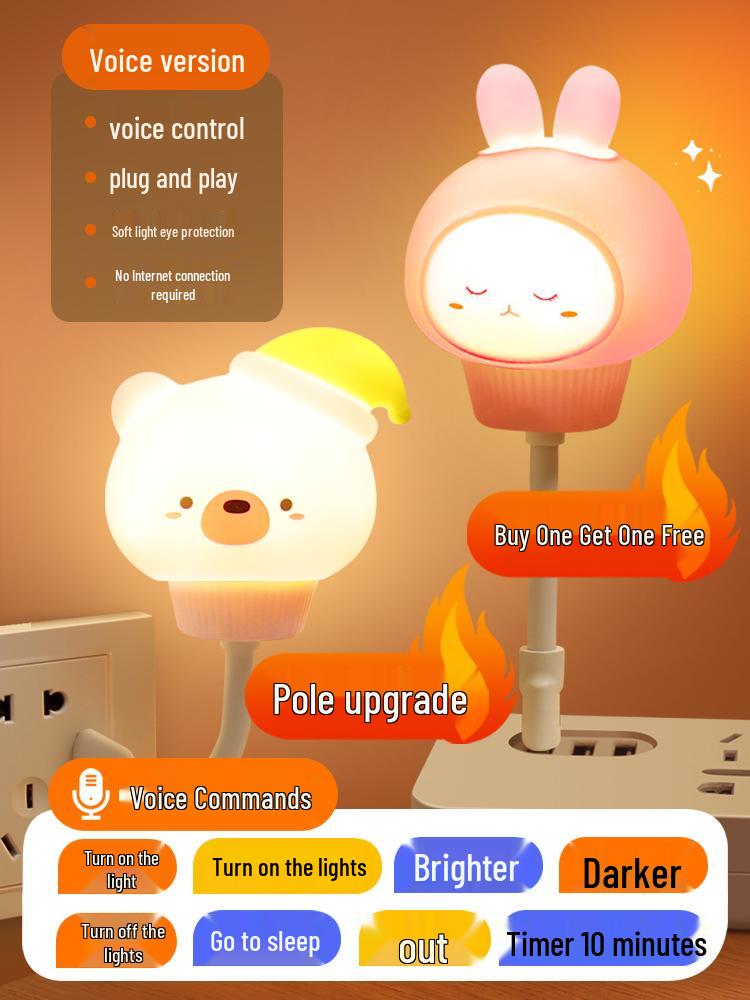 Voice-Activated Smart Night Light for Bedroom, Bedside, and Kids' Room