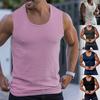 Summer Knitted Vertical Bar Fitness Sports Leisure Slim Fit Tank Top For Men Sleeveless Wide Shoulder Tank Top For Men