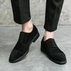 Business Men Leather Shoes Fashion Formal Dress Shoes Men Breathable Pointed Toe Office Wedding Shoes Flats Footwear Black Cloth