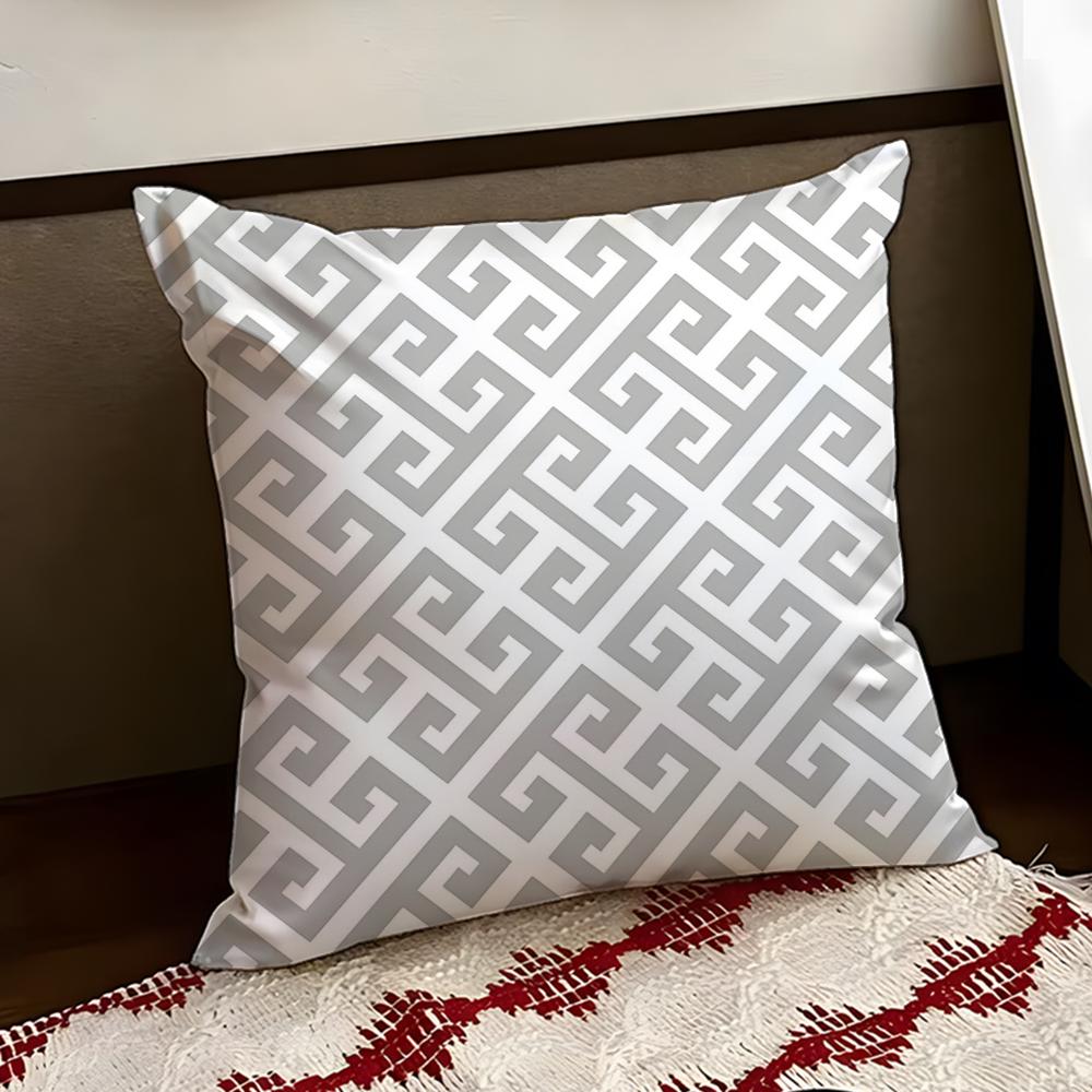 Zigzag Meander Pattern Cushion Cover Reversible Soft Durable Pillow Cover Home Car MultiScene Use for Daily Comfort