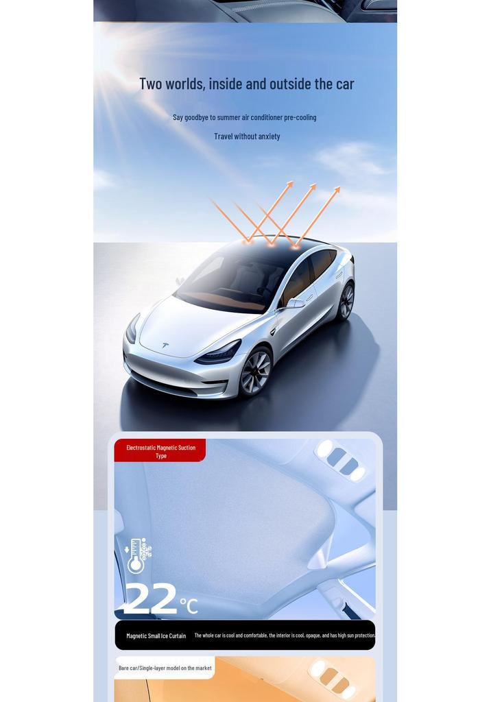 Совместимо с Nio ET5t/EC7/EC6: Электростатическая шторка на люк для блокировки внутреннего света и защиты от солнца.