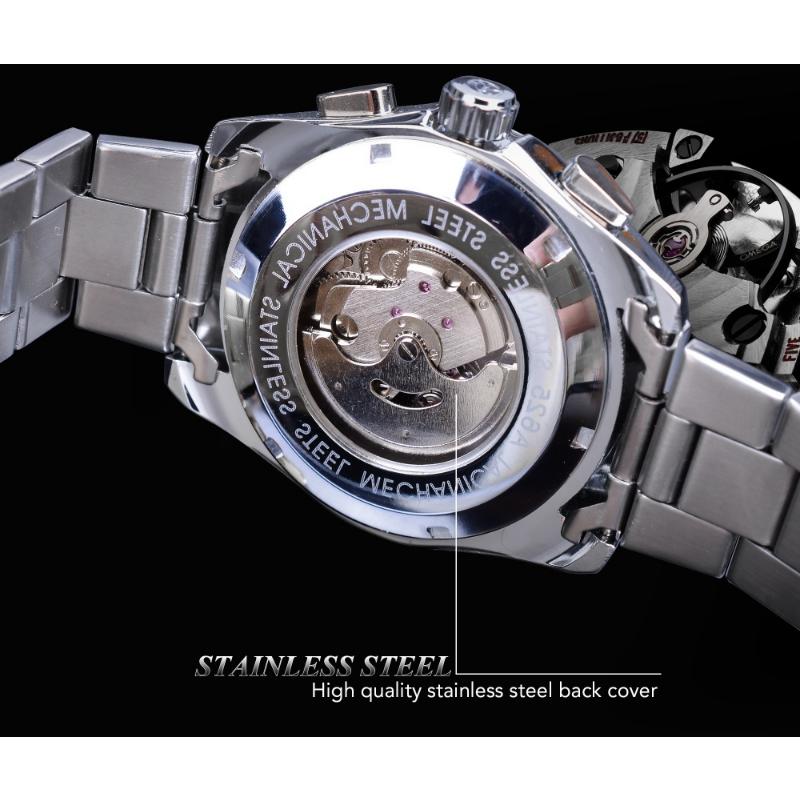 Forsining Новые лучшие мужские часы, автоматические мужские механические часы, календарь недели, механические мужские часы со светящимся стальным ремнем